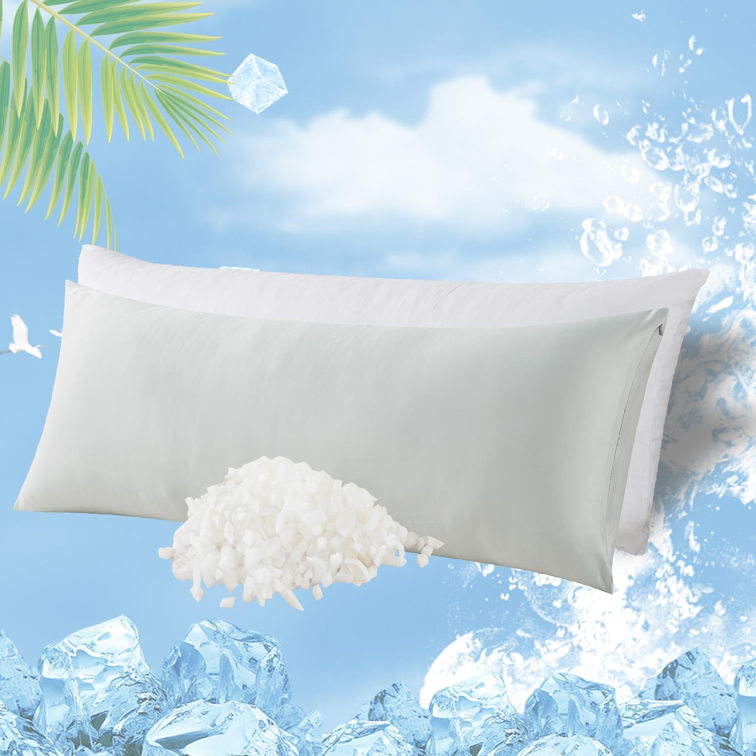 WhatsBedding Memory Foam Body Pillow with Zippered Cooling Cover, Full Body Pillow for Adults, Long Pillow for Sleeping, Fluffy…