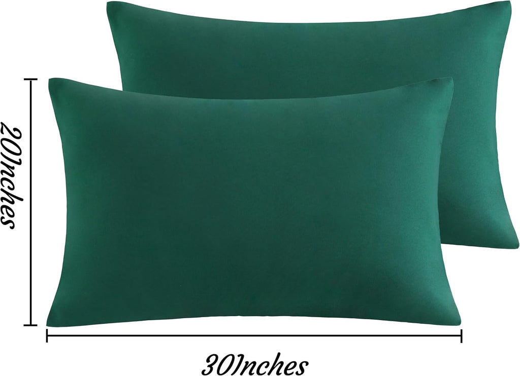 Ntbay Queen Pillow Cases Set of 2, 2 Pack Brushed Microfiber Pillow Cases, Soft, Wrinkle, Fade, Stain Resistant Pillow Cases with Envelope…