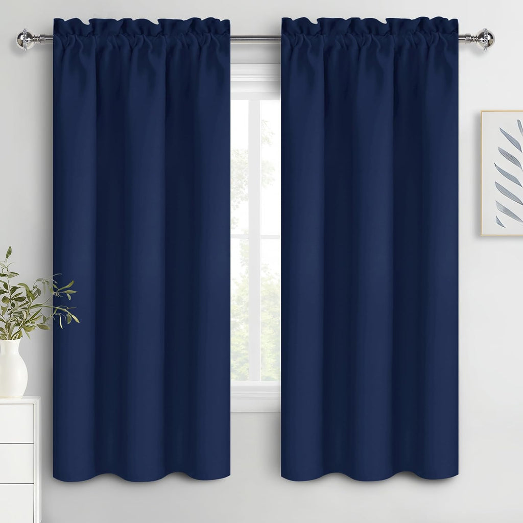 Dwcn Navy Blue Blackout Curtains for Bedroom 72 Inches Long 2 Panels Set Window Drapes Thermal Insulated Room Darkening Rod Pocket Curtains…