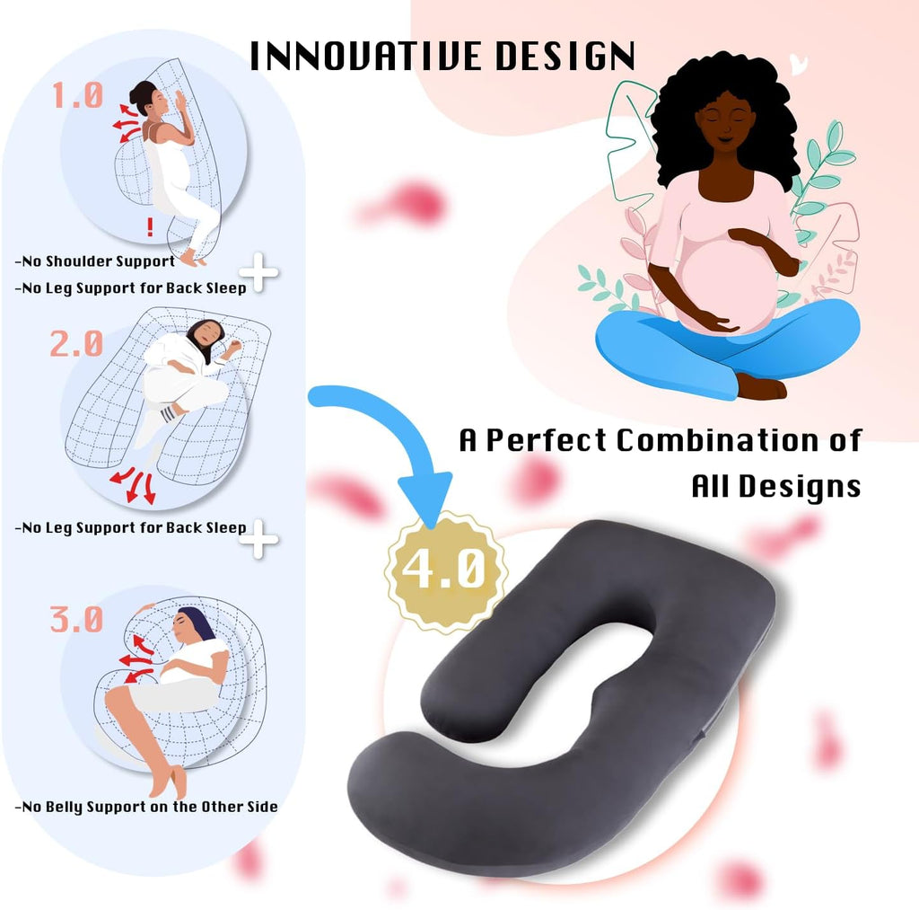 ALLOPERA Pregnancy Pillow, Full Body 57 Inch Maternity Pillow with Removable Washable Cover - Sleep Support for Legs, Back, Neck…