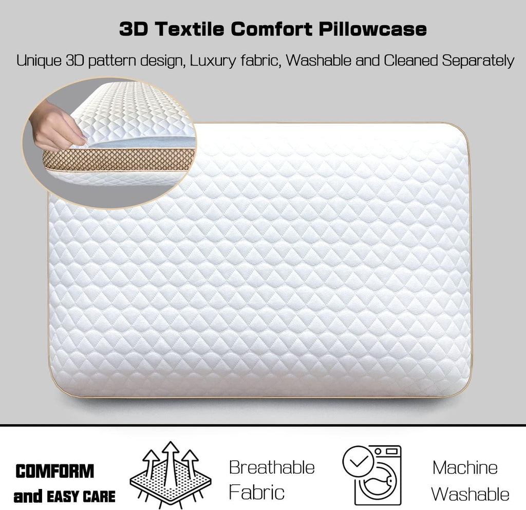 Sofslee Memory Foam Pillows Standard Size Set of 2, Medium Firm Pillow for Sleeping, Orthopedic Bed Pillow for Side, Back Sleepers, Ventila…