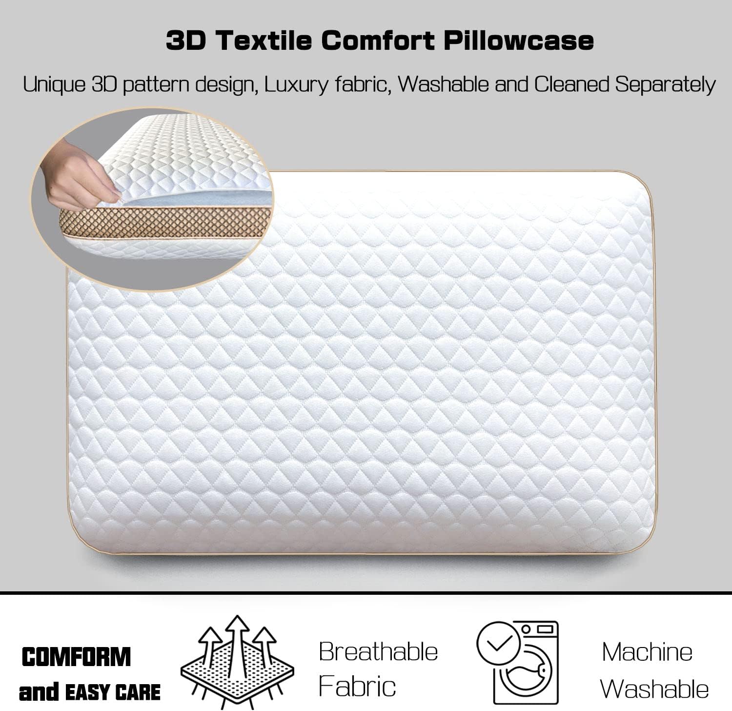 Sofslee Memory Foam Pillows Standard Size Set of 2, Medium Firm Pillow for Sleeping, Orthopedic Bed Pillow for Side, Back Sleepers, Ventila…