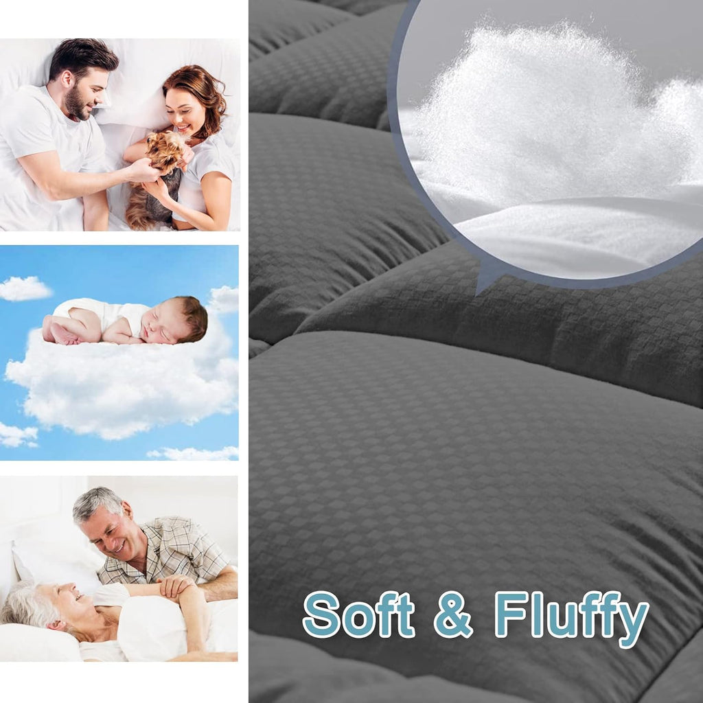 HYLEORY Twin Mattress Pad Quilted Fitted Mattress Protector Cooling Pillow Top Mattress Cover Breathable Fluffy Soft Mattress Topper with…
