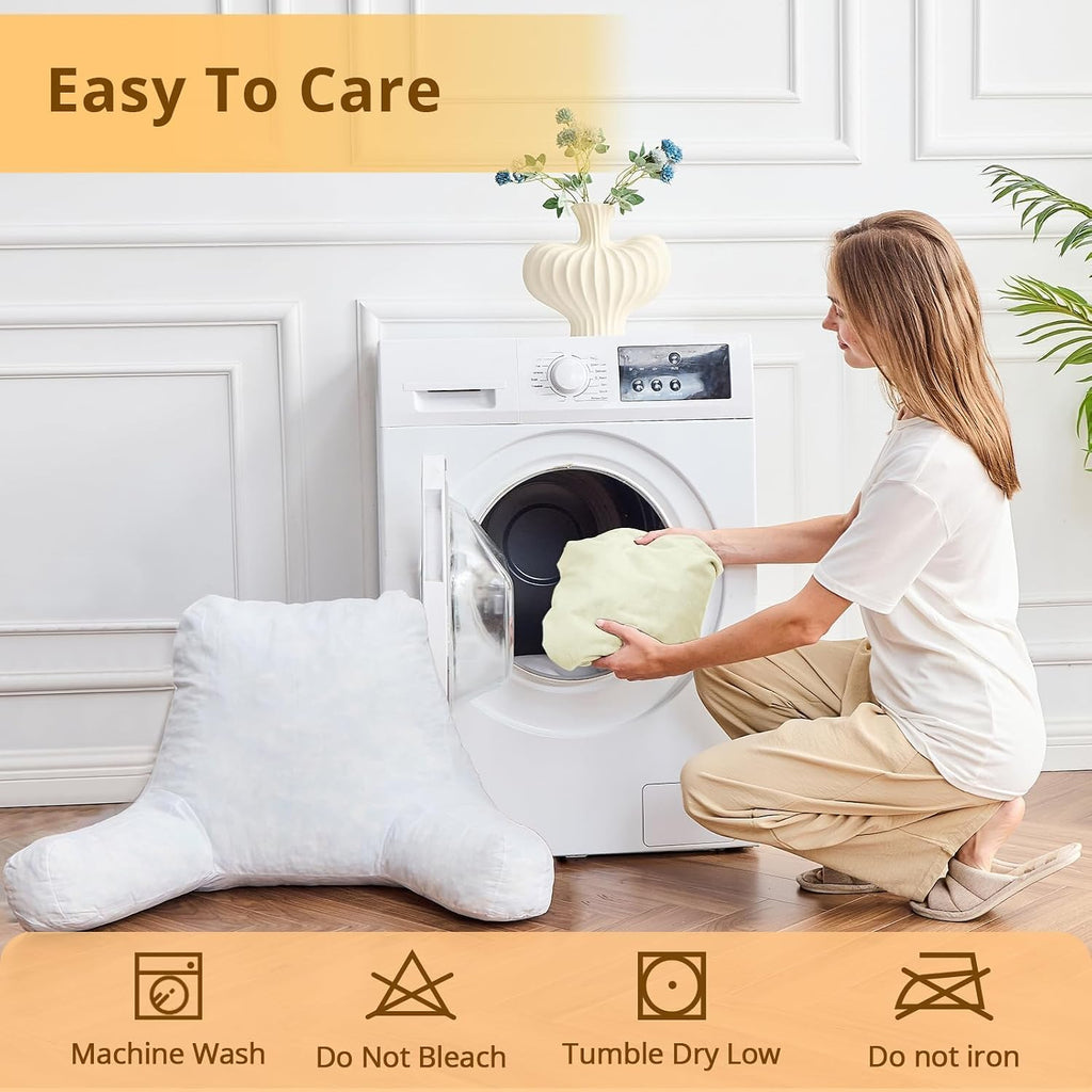 Sasttie Reading Pillow, Velvet Back Pillow for Bed Sitting Up, Adult Back-Rest Support Cushion with Arms for Sit Up on Couch, Sofa, and…