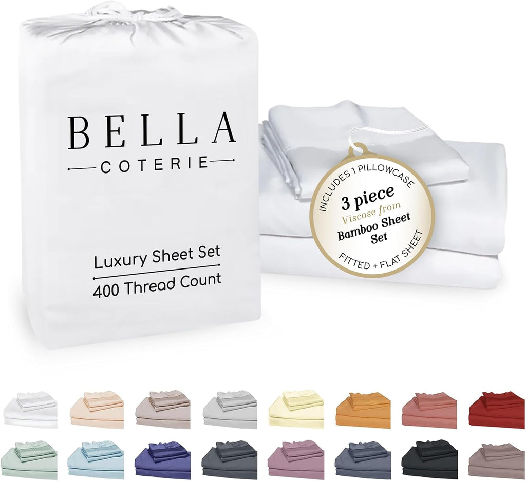 Bella Coterie Luxury Bamboo Viscose Twin XL Size Sheet Set | 100% Organically Grown | Ultra Soft | Cooling for Hot Sleepers | 18" Deep…