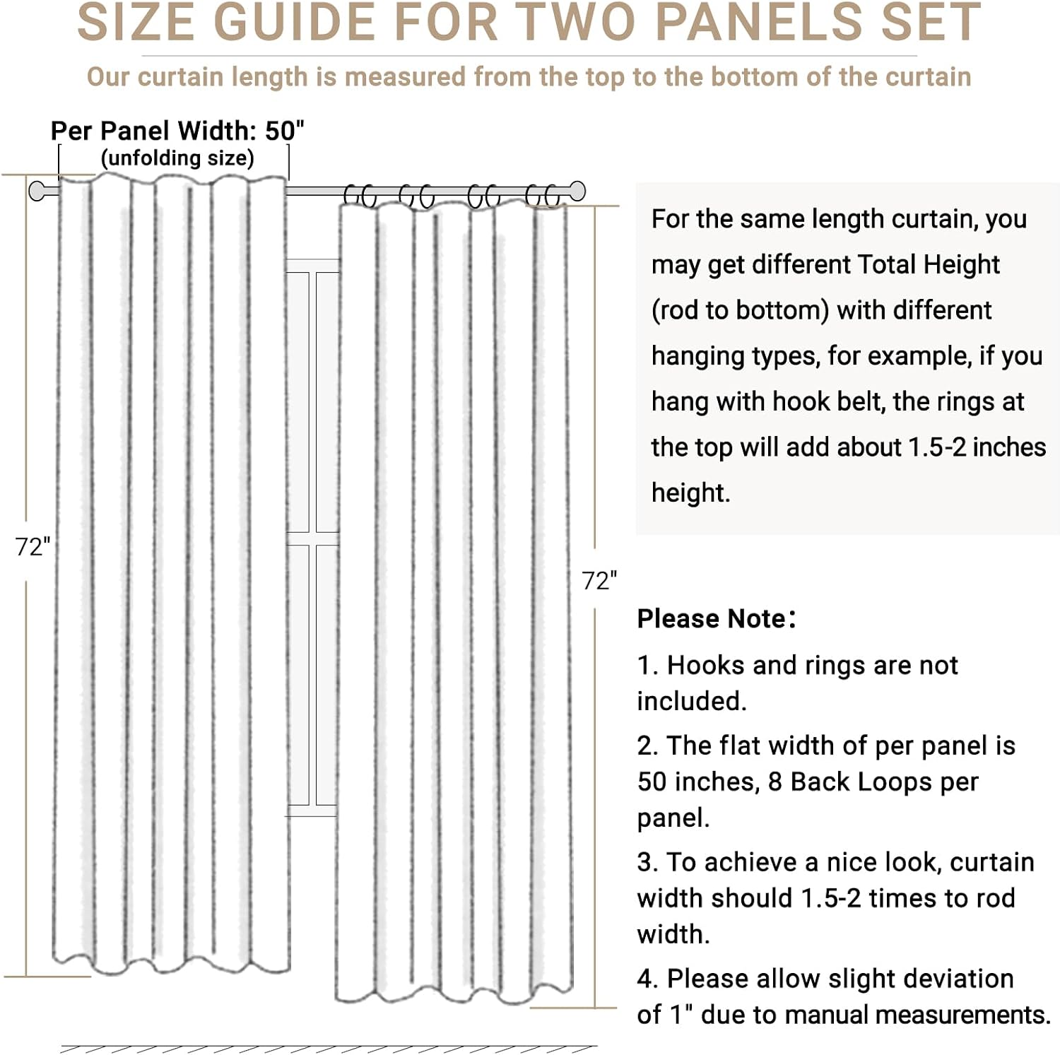 100BlackoutShield 100% Blackout Shield Linen Blackout Curtains for Bedroom 72 Inches Long, Back Tab/Rod Pocket Living Room Drapes, Thermal…