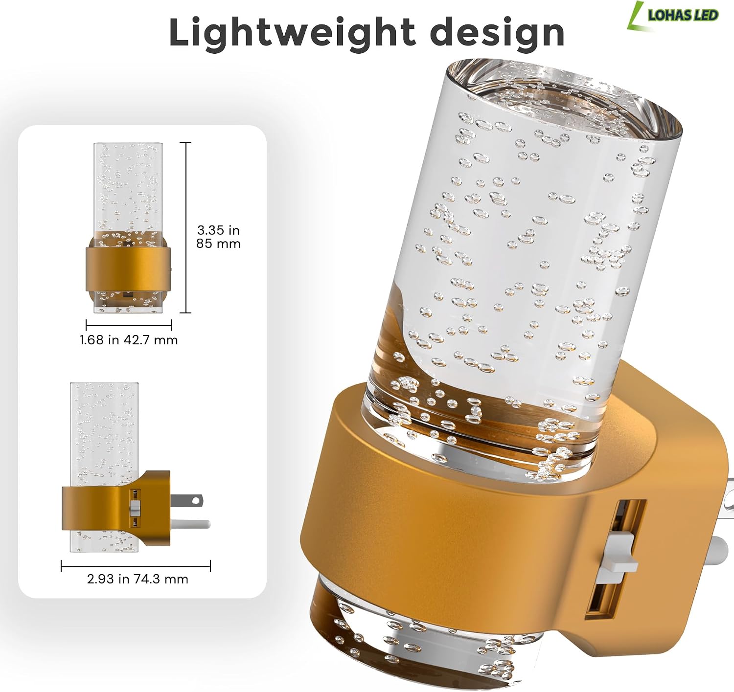 L LOHAS LED Night Lights Plug into Wall, 2 Pack Mini Dimmable Night Light with Dusk-to-Dawn, Soft White/Cool White/Amber 3 Light Color…