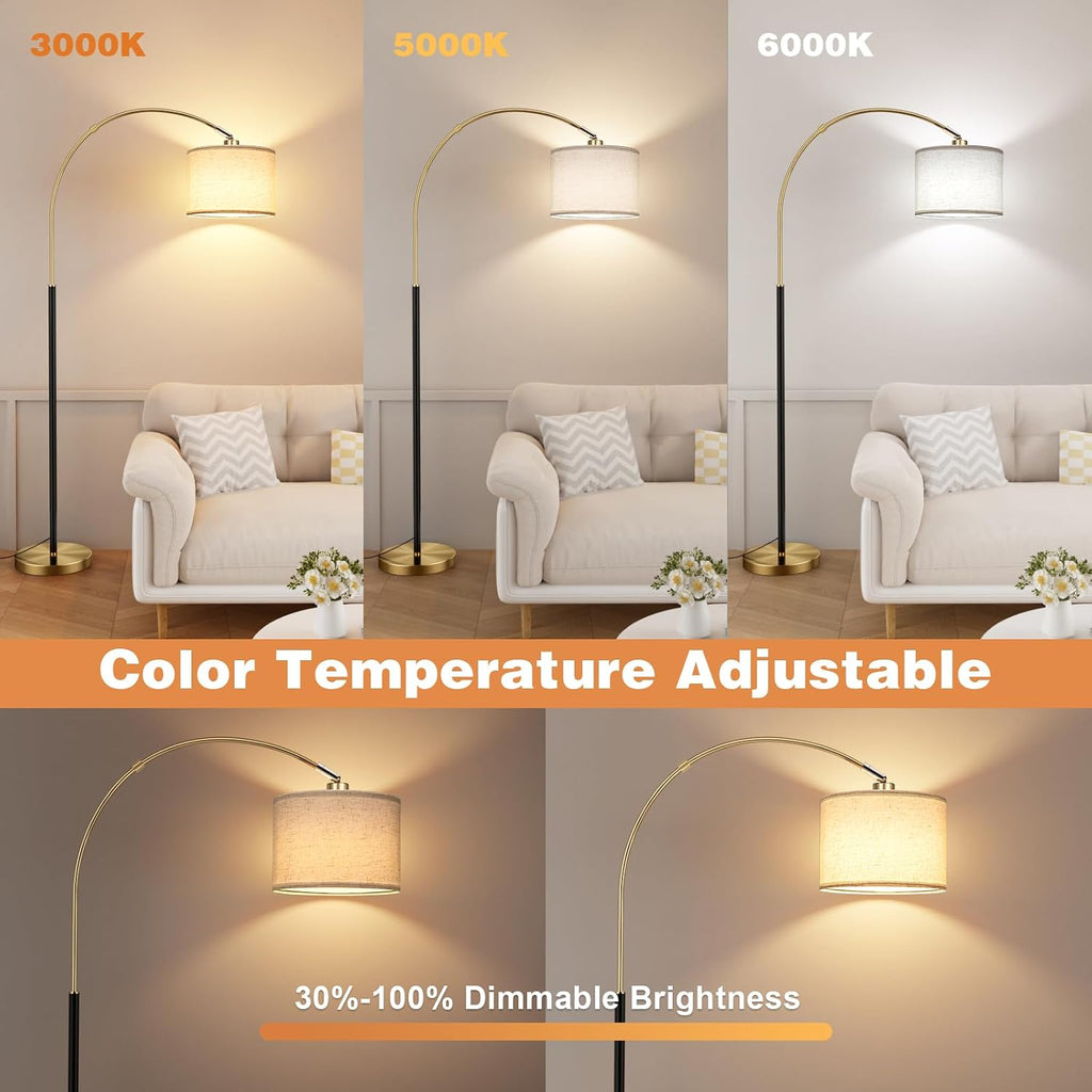 Ambimall Dimmable Arc Floor Lamp with Remote, Color Temperatures and Brightness Adjustable, Arched Floor Lamp with Rotating Head, Over…
