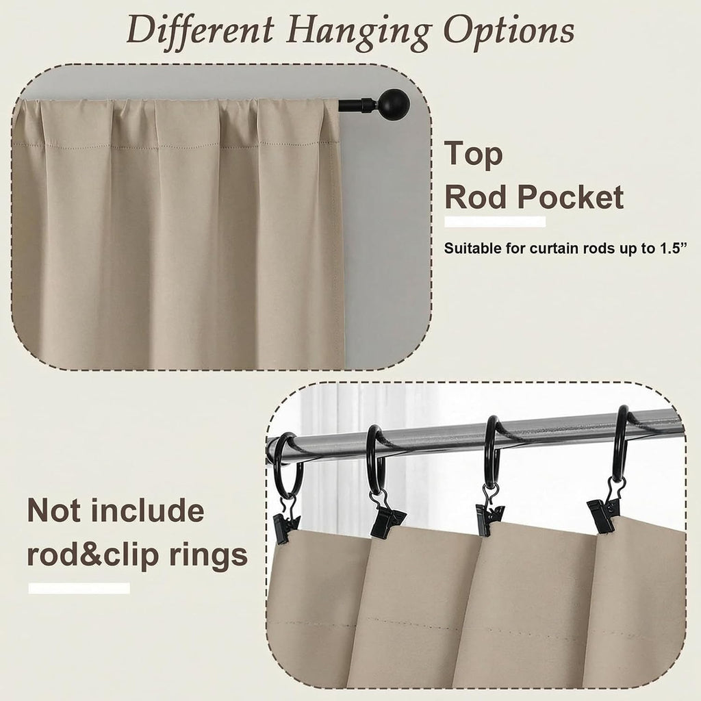 Gwine Blackout Curtains for Bedroom 72 Inches Long - Thermal Insulated Noise Reducing Window Curtain Panels, Room Darkening Curtain…
