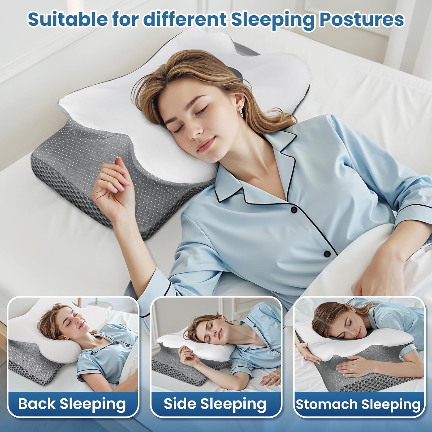 TranquilZone Memory Foam Bed Pillow – Contour Support Pillow for Side & Back Sleepers, Soft Ergonomic Design, Cooling Breathable Cov…