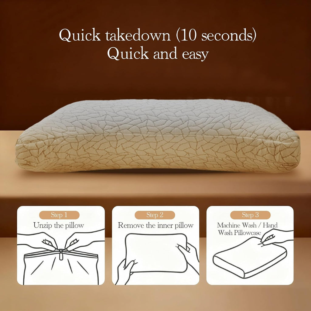Memory Foam Pillows for Sleeping Adjustable Breathable Bed Pillow for Side, Back, and Stomach Sleepers Washable Pillow Cover Stardust…
