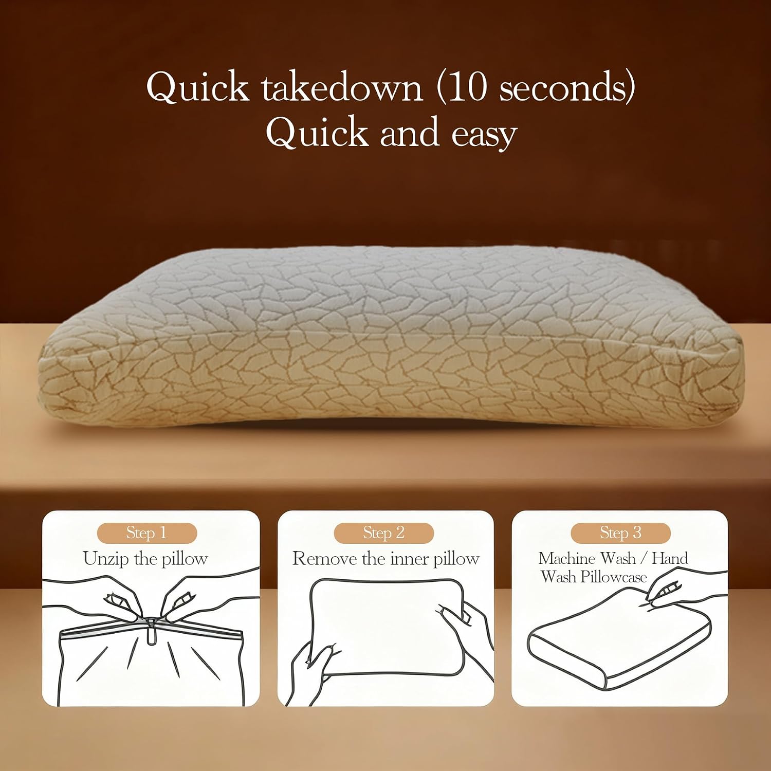 Memory Foam Pillows for Sleeping Adjustable Breathable Bed Pillow for Side, Back, and Stomach Sleepers Washable Pillow Cover Stardust…