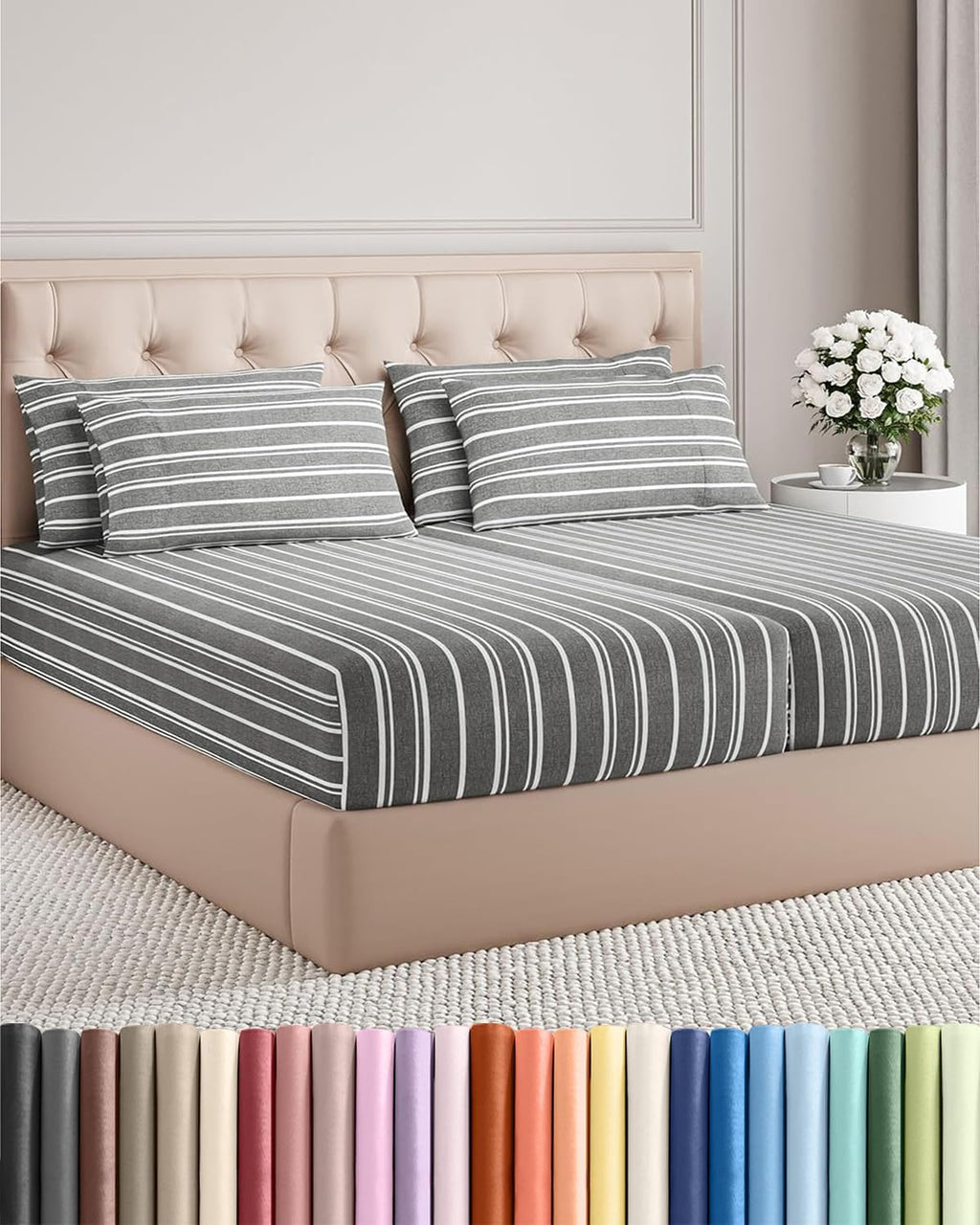 Split King 7 Piece Sheet Set - Comfy, Breathable & Cooling - Hotel Luxury Bedding for Women, Men, Kids, Teens and Children - 1 Flat & 2…