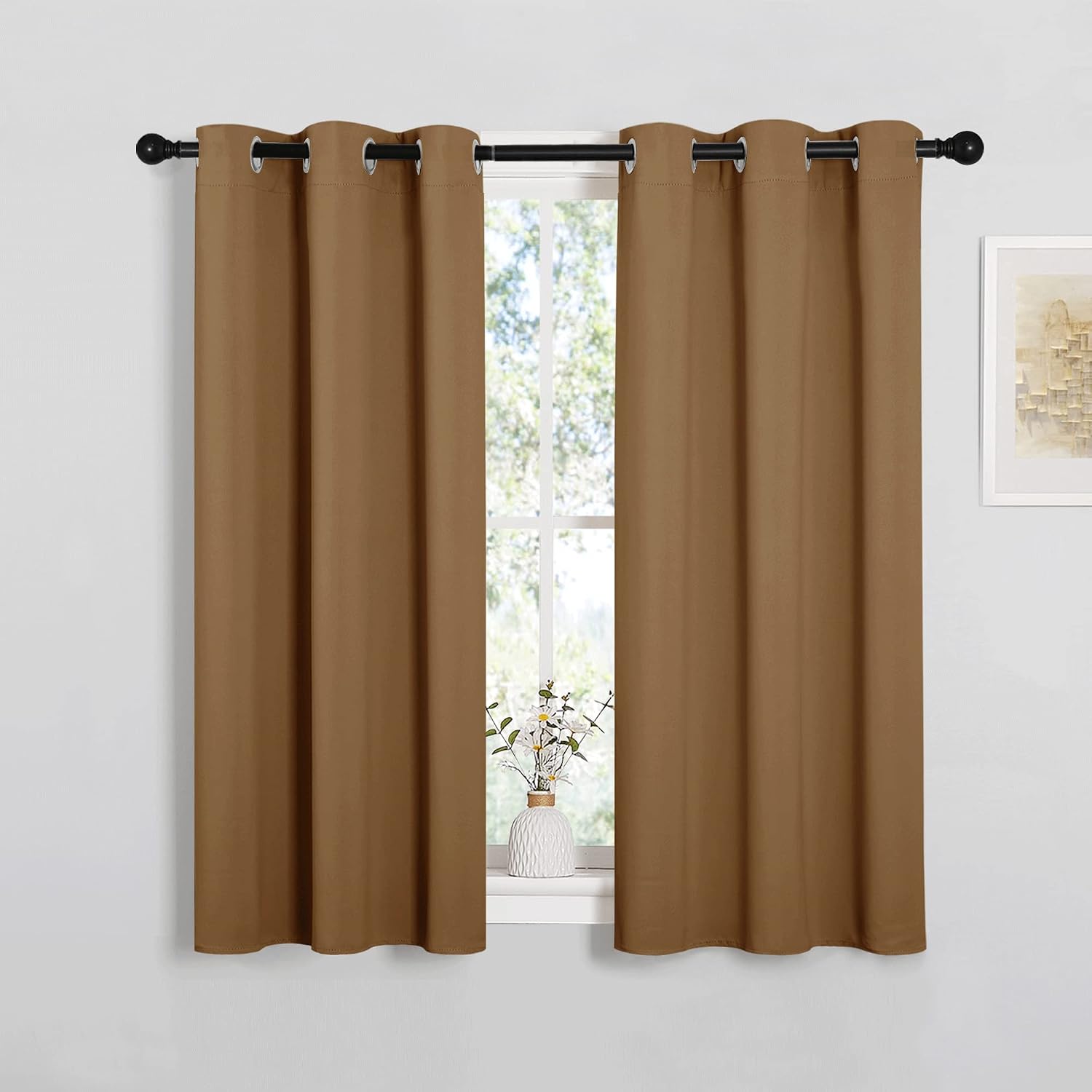 NICETOWN Sleek Blackout Curtains 45 inches Length for Small Windows, Noise Reducing and Block Draft Panels for Door Doorway Laundry…