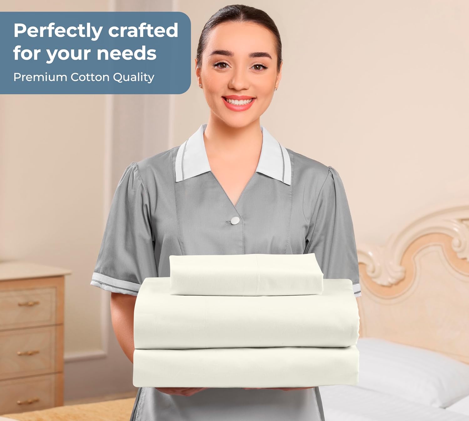 Royalelinens ROYALE LINENS 100% Organic Cotton Twin XL Sheet Set - Percale Weave - 3 Pieces Set - 1 Flat, 1 Deep Pocket Fitted Sheet and 1…