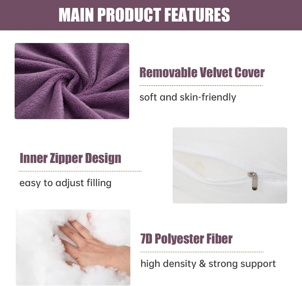 1 MIDDLE ONE Pregnancy Pillow, C Shaped Full Body Pregnant Women Sleeping Pillow for Maternity Support with Cover (Purple)