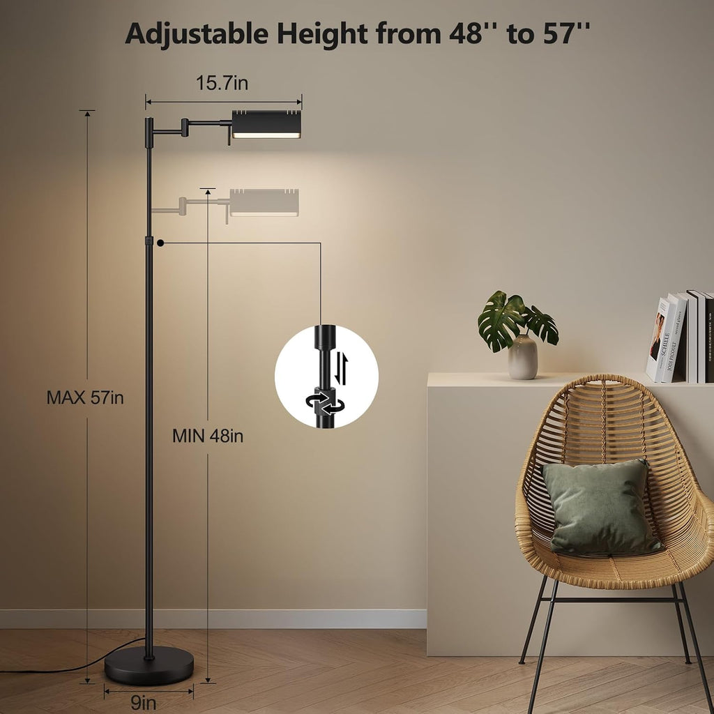 SUNMORY Dimmable LED Pharmacy Floor Lamp, 16W/1500LM Bright Reading Floor Lamp with Remote & Touch Control, 350°Swing Arm, Adjustable…