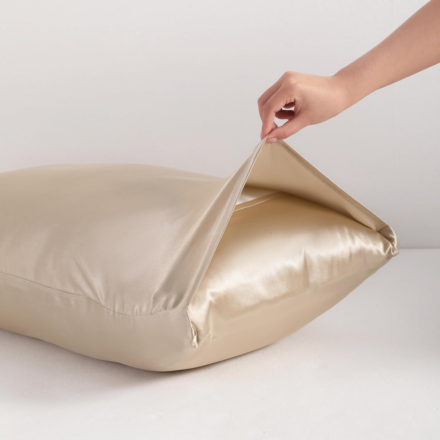 Ntbay Satin Body Pillowcase for Hair and Skin, Luxurious and Silky Pillow case with Envelope Closure, 20x54 Inches, Taupe 54 Inches