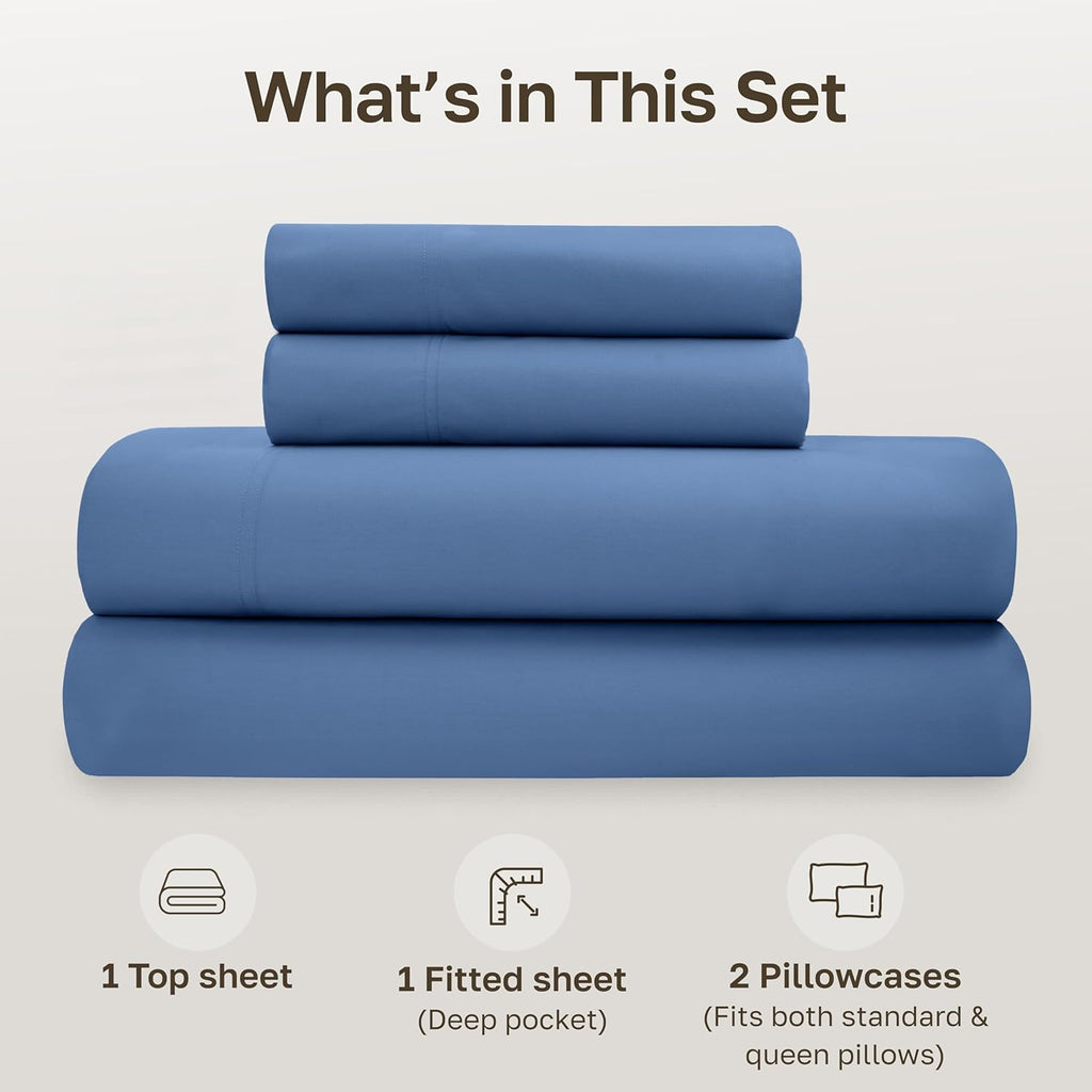 CaliforniaDesignDen California Design Den Soft 100% Organic Cotton Sheets Full Size Bed Set - Crisp and Cool Percale Organic Sheets, Deep P…