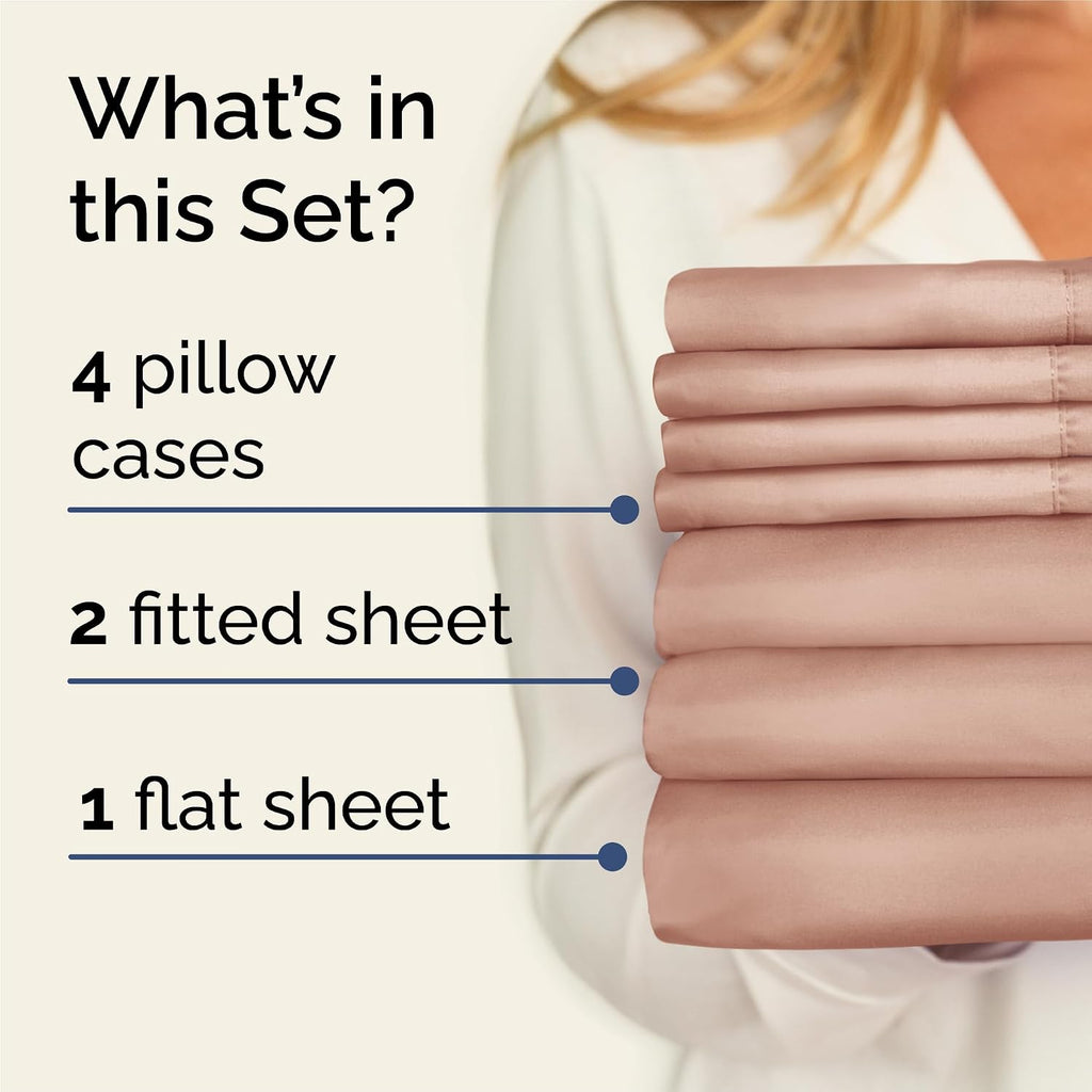 Split King 7 Piece Sheet Set - Comfy Breathable & Cooling - Hotel Luxury Bedding for Women, Men, Kids, Teens & Children - 1 Flat & 2…