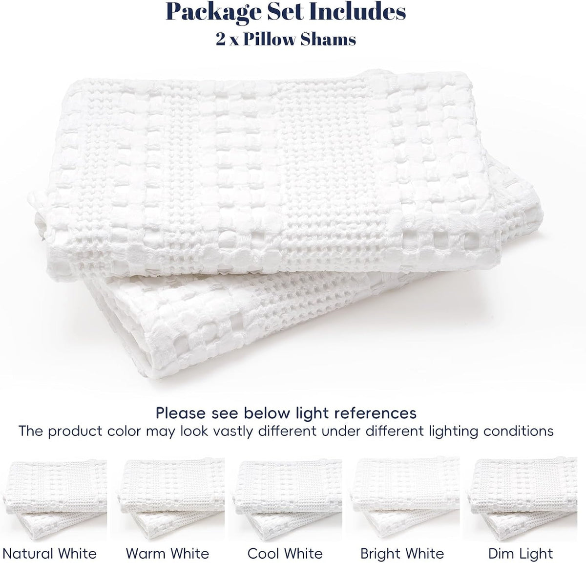 Phf 100% Cotton Waffle Pillow Shams California King Size, 2 Pack 20" x 40" Soft Skin-Friendly Pillowcases, No Filling, Aesthetic Woven and…