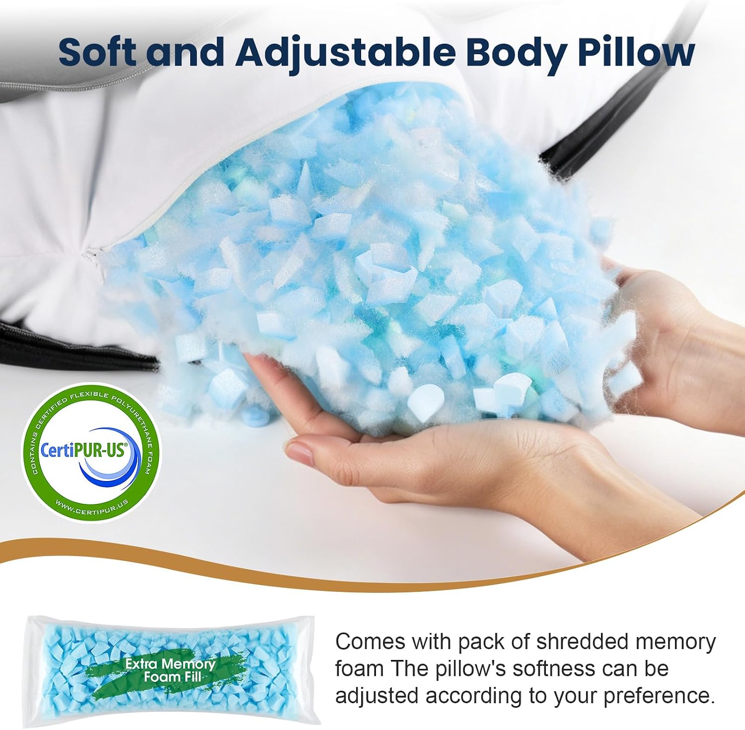TranquilRelax TranquilRelax C Shaped Body Pillow for Side Sleepers, Memory Foam Long Pillow for Leg, Hip & Back Support, Soft Washab…