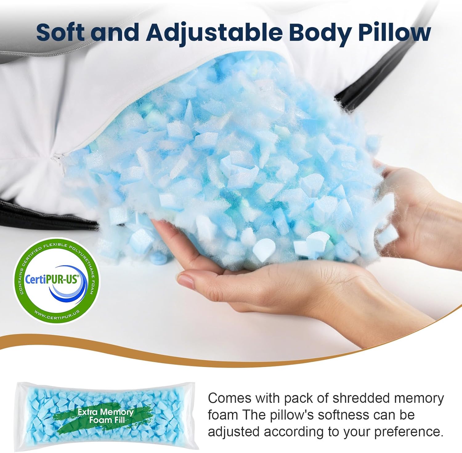 TranquilRelax TranquilRelax C Shaped Body Pillow for Side Sleepers, Memory Foam Long Pillow for Leg, Hip & Back Support, Soft Washab…
