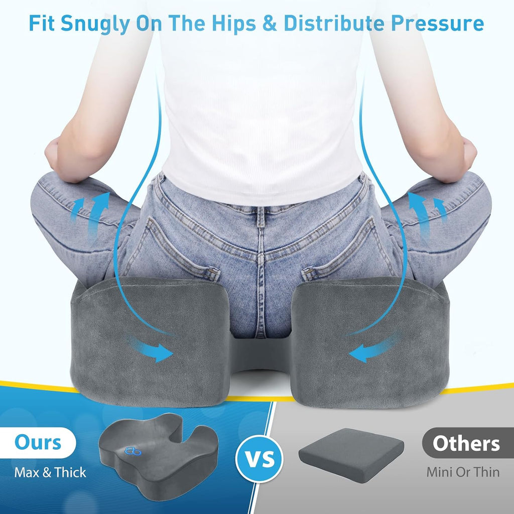 BlissTrends Seat Cushion, Thick Memory Foam Cushions for Office Chair, Car Seat, Airplane, Relieving Pressure Tailbone Sciatica Back Pain fo…