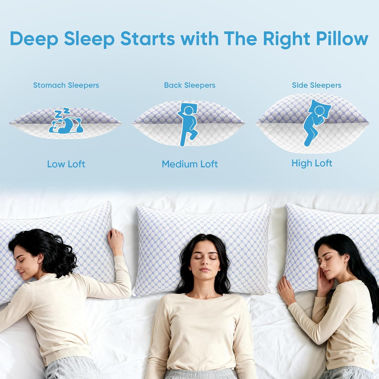 Oaisz Cooling Pillow Standard Size 2 Pack, Shredded Memory Foam Bed Pillows for Sleeping, Adjustable Pillows with Cooling Cover, Soft Yet S…