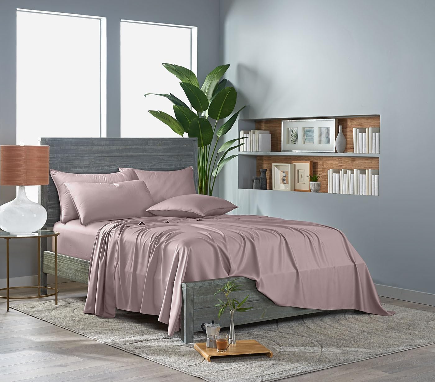 PureBamboo Pure Bamboo California King Sheets, Genuine 100% Organic Viscose Derived from Bamboo Bed Sheet Set, Soft & Cooling, Double Stitc…