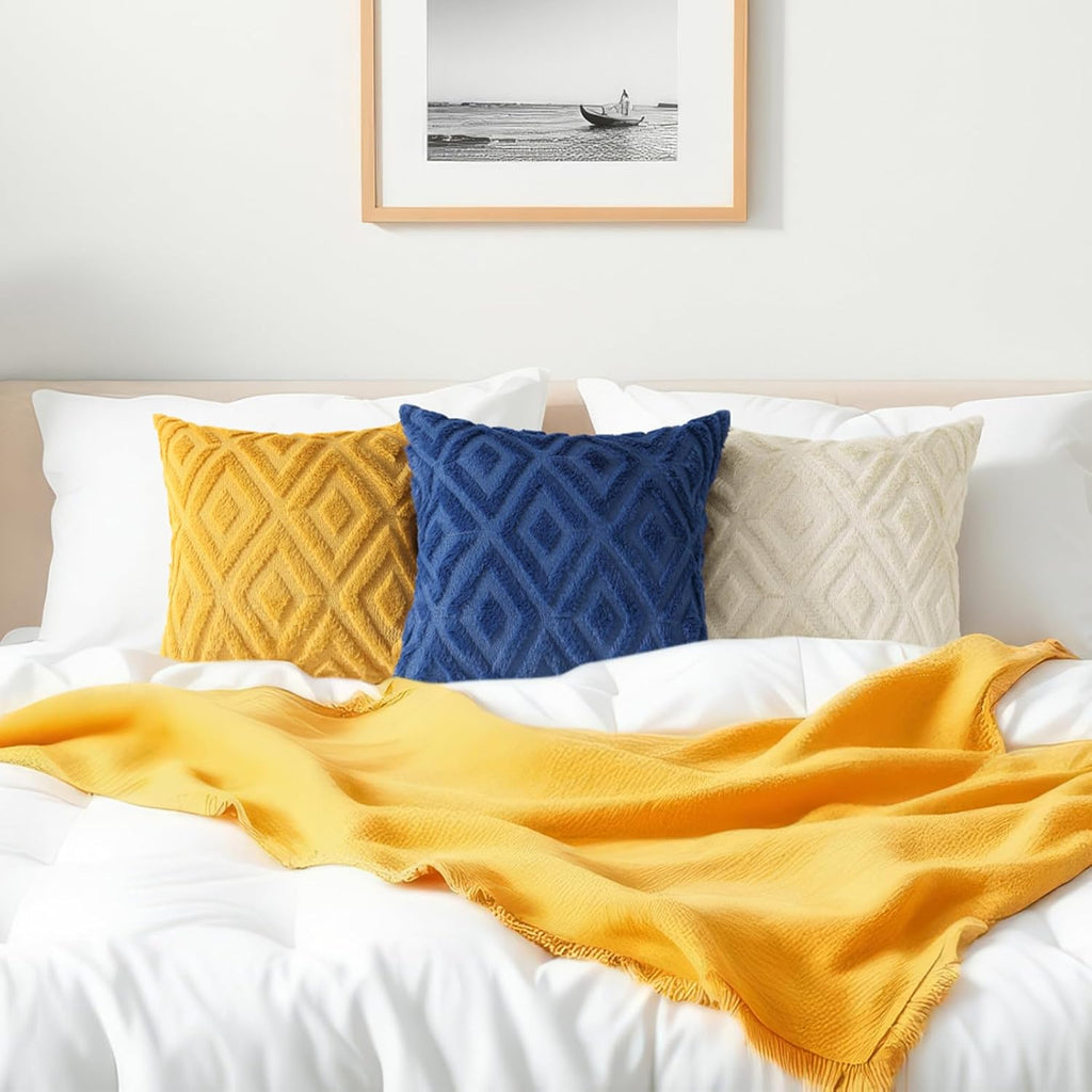 decorUhome Summer Couch Euro Sham Throw Pillow Covers 24x24 Set of 2, Decorative Soft Plush Faux Fur Wool Accent Pillow Covers for Modern F…