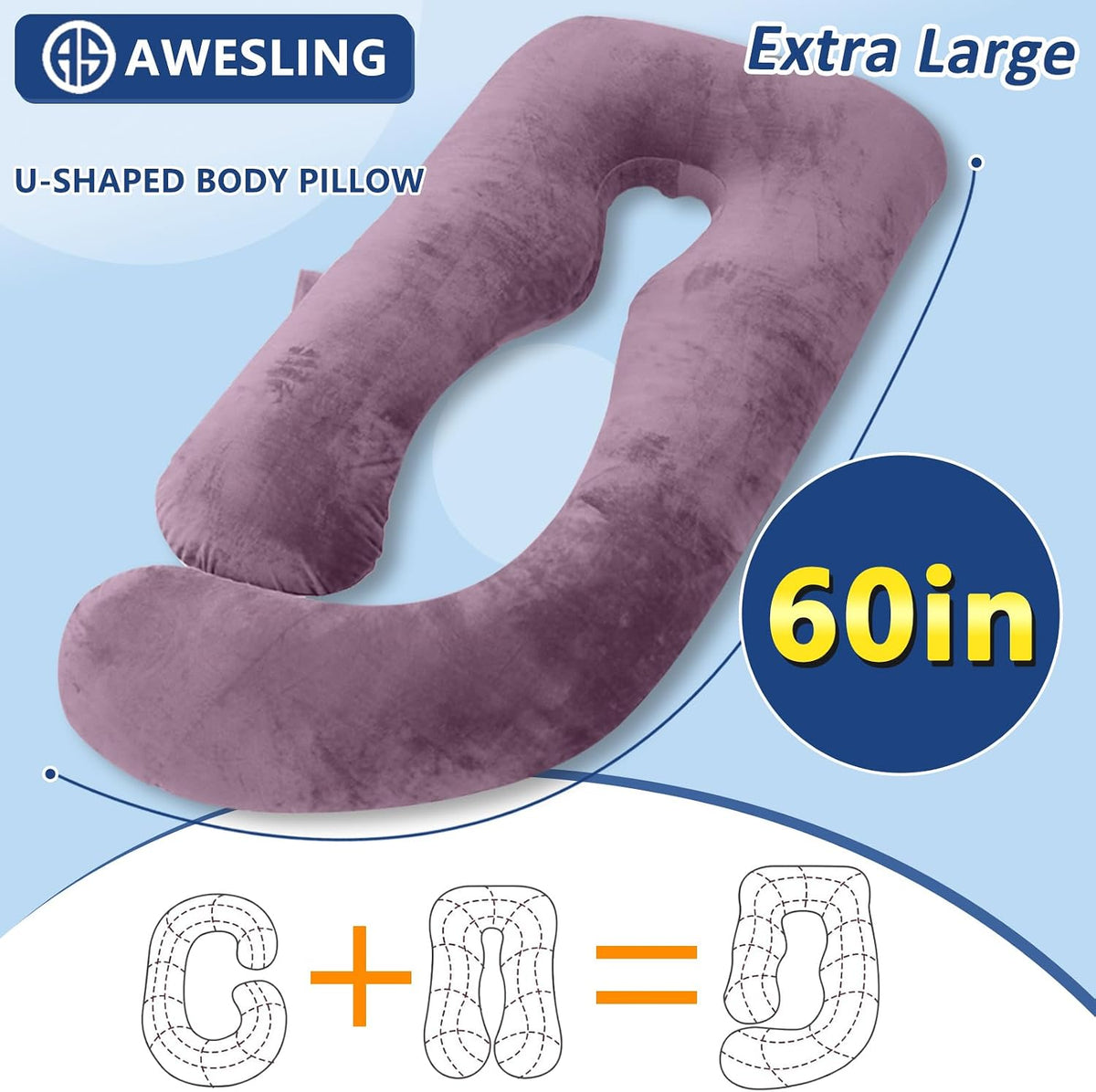 Shredded Memory Foam Body Pillow, Pregnancy Pillows for Sleeping, Maternity Pillow for Pregnant Women, Memory Foam Filling U Shaped Body…