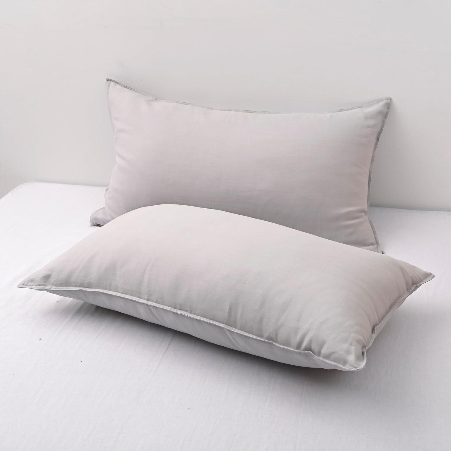 Chuffed Linen Pillowcases 2 Pack 100% Linen Standard Pillow Cases, Breathable and Cooling Washed Pillowshams with Zipper Closure, 20x36 Inc…