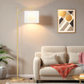 Ambimall 60" Floor Lamp for Living Room with 3 Color Temperatures, Adjustable White Shade with Gold Pole, Tall Lamp for Bedroom Office…