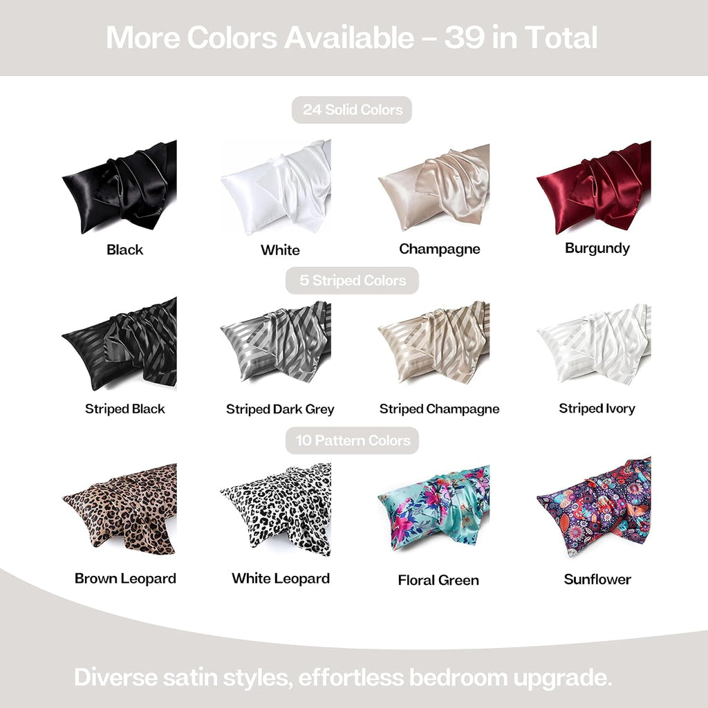 MR&HM Satin Body Pillow Cover, Soft and Breathable Body Pillow Case with Envelope Closure, Cooling and Silky Long Pillowcase for Hair and…
