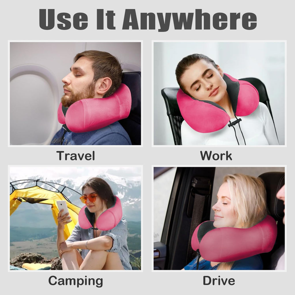 Elvodosia Travel Pillow, Memory Foam Neck Pillow for Traveling, U Shape Neck Pillow Airplane Portable Flight Pillow Travel Kit with…