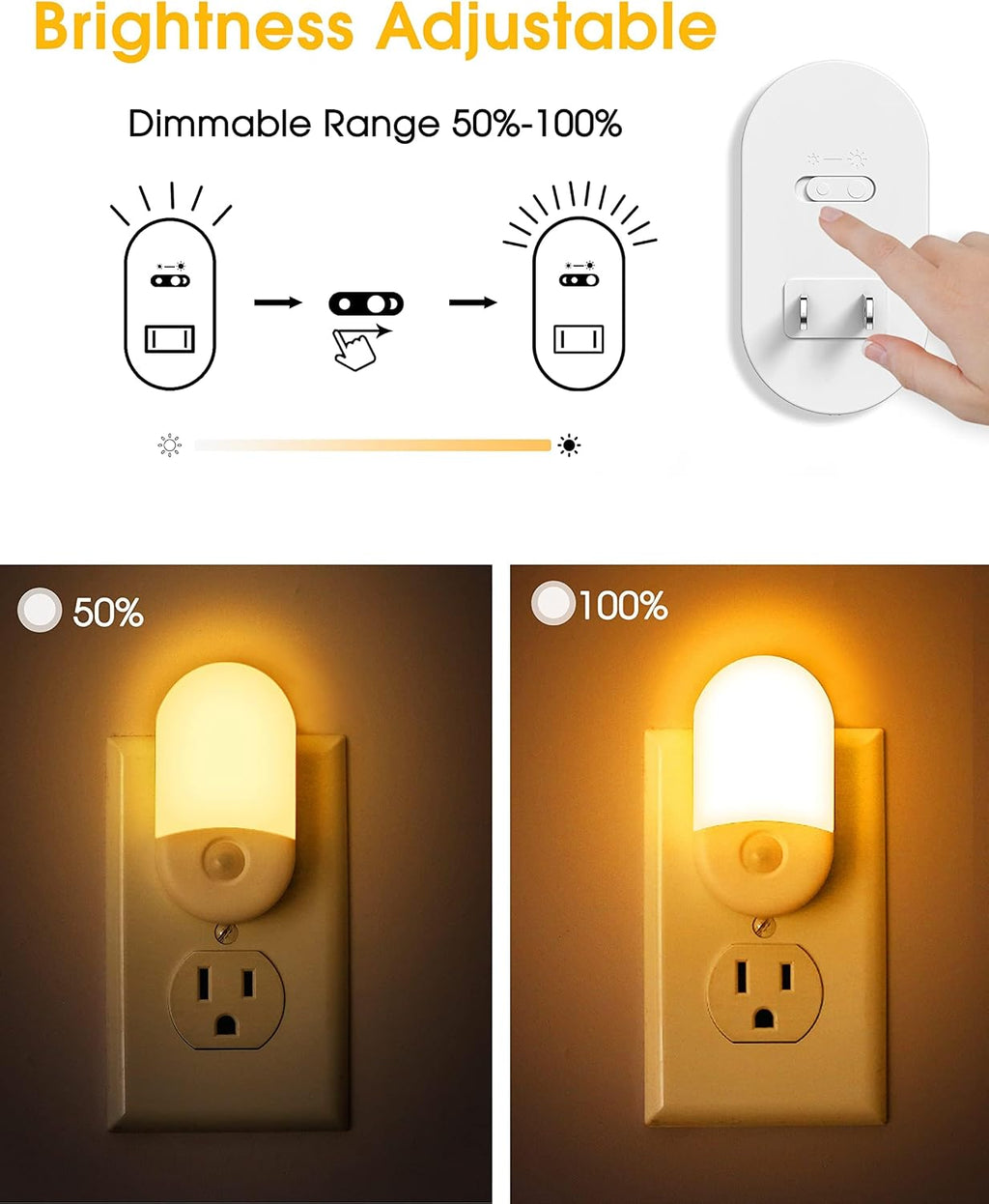 L LOHAS LED Amber Night Light, Night Lights Plug into Wall[4 Pack], 2000K LED Nightlight, Dusk to Dawn Sensor, 30/60LM Adjustable…