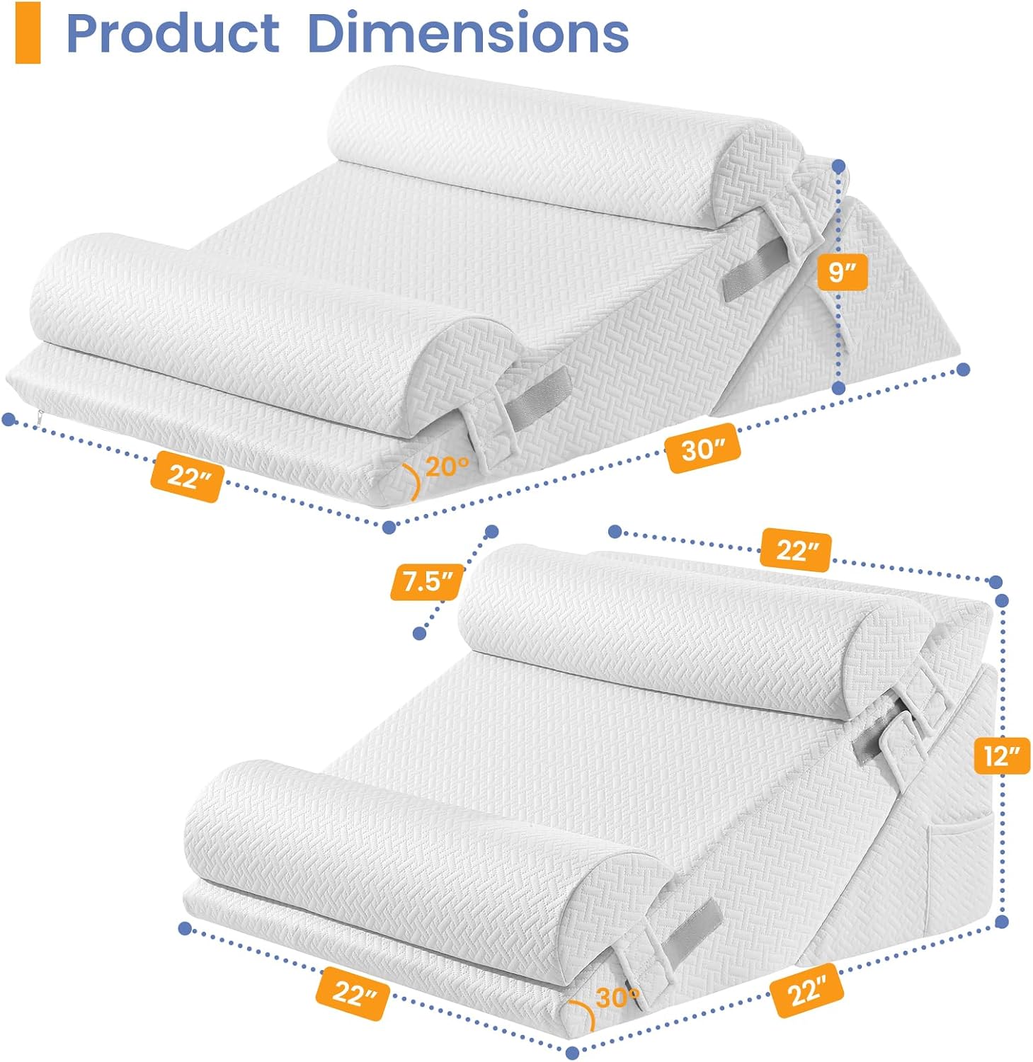 Sasttie Wedge Pillow Set for After Surgery, 3PCS Adjustable Bed Wedge Pillow Headboard with Memory Foam Neck Cushion – for Acid Reflux, Sle…