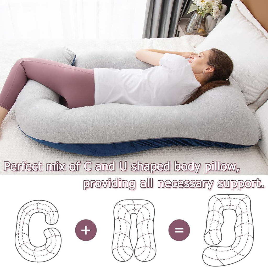 Moonpine MOON PINE Pregnancy Pillow, U Shaped Full Body Pillow for Maternity Support, Sleeping Pillow with Cover for Pregnant Women (Grey B…