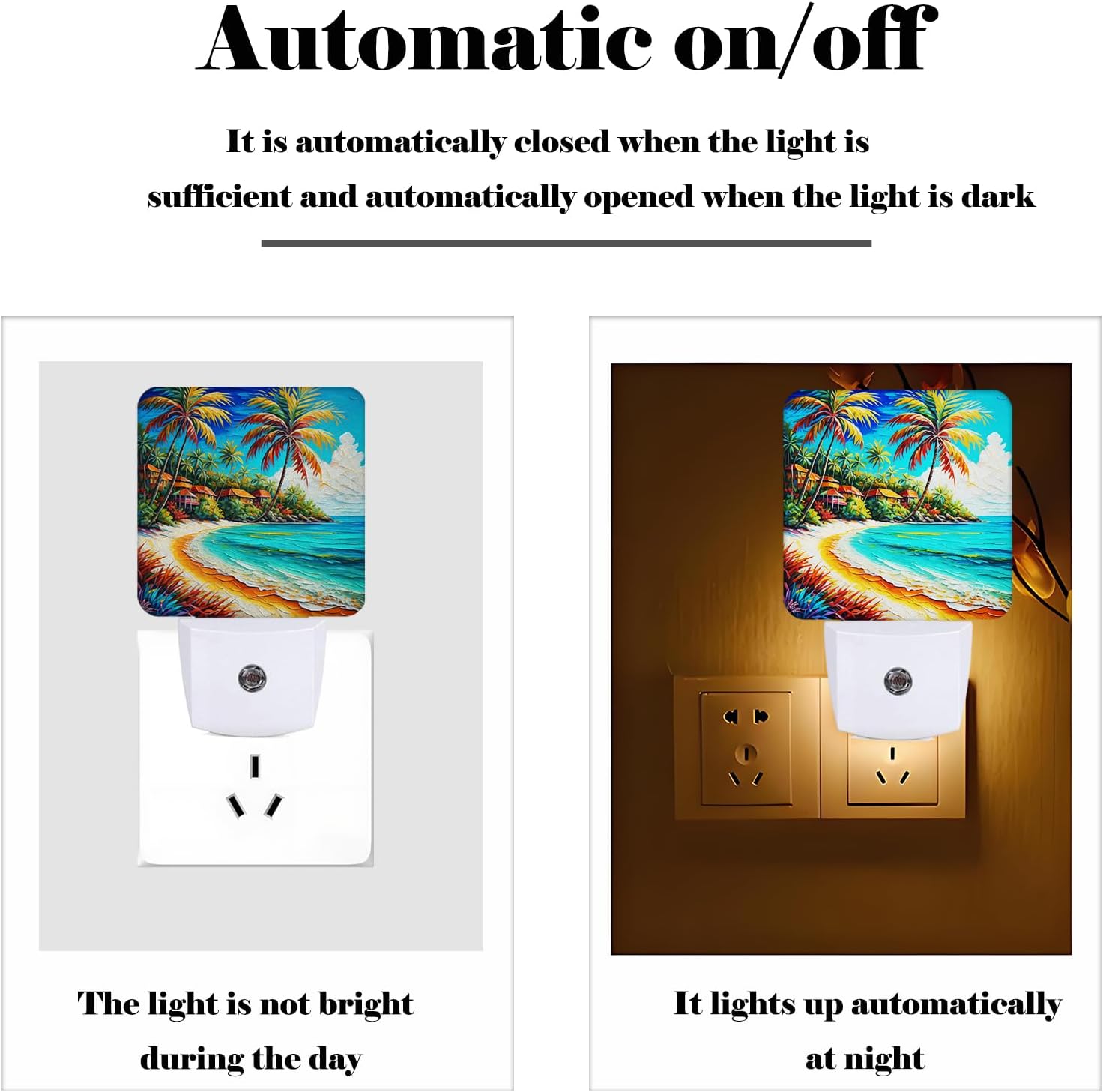 Seaside Town Night Light, Plug Into Wall Decor for Stairway, Hallway, Kitchen, Dusk to Dawn Sensor Nightlights for Boys/Girls/Women/Men Room…