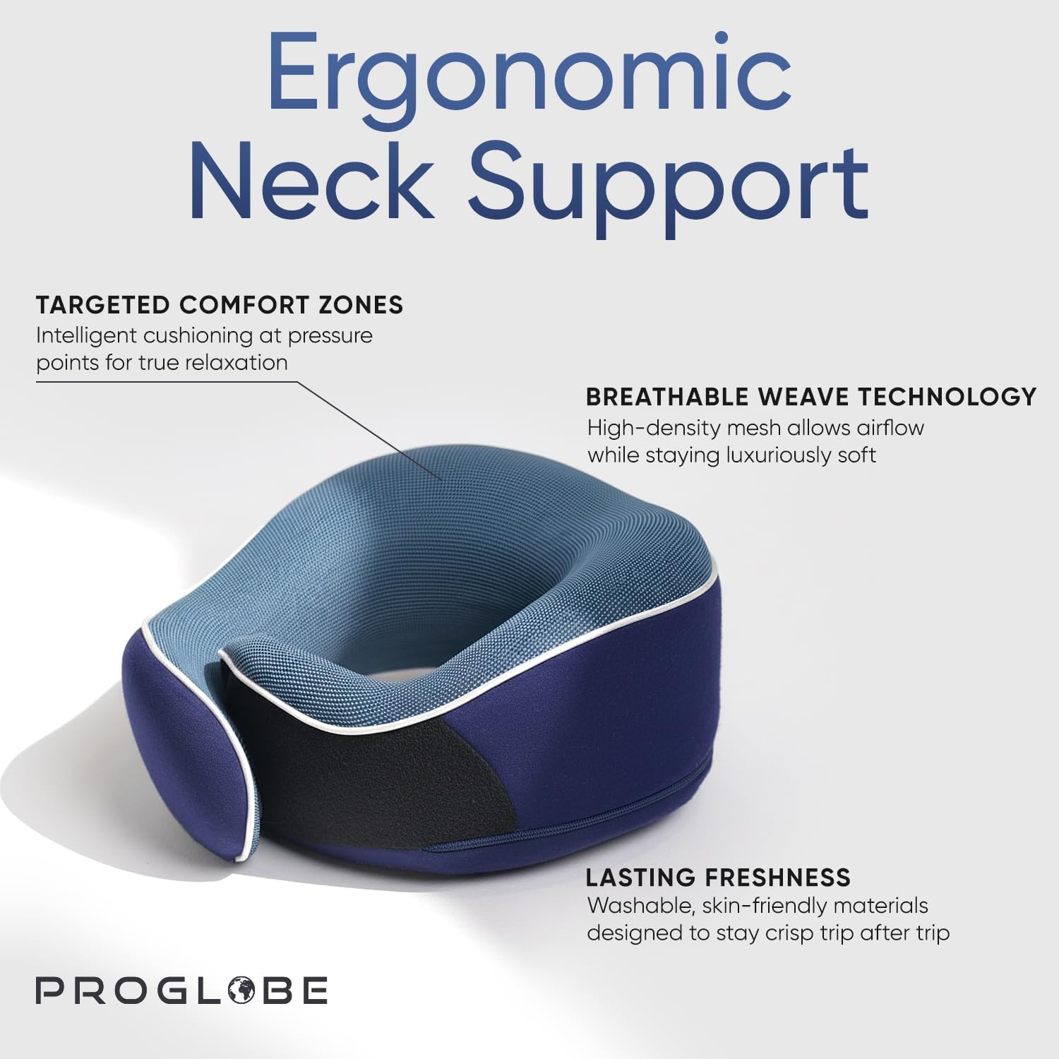 Proglobe Orthopedic Neck Pillow Travel Neck Pillows for Airplanes, Memory Foam Kit, Updated Resting Material, Airplane Travel Set with 3D…