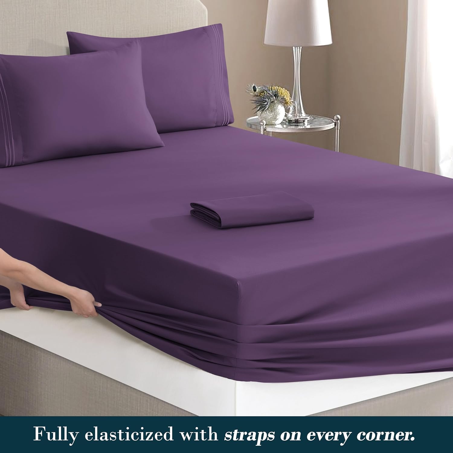 MocassiLuxuryBedding Mocassi Luxury 6-Piece Sheet Set, Ultra Soft 1800 Hotel Quality Microfiber Sheet Set, Fits Mattresses Up to 18 to 24 I…