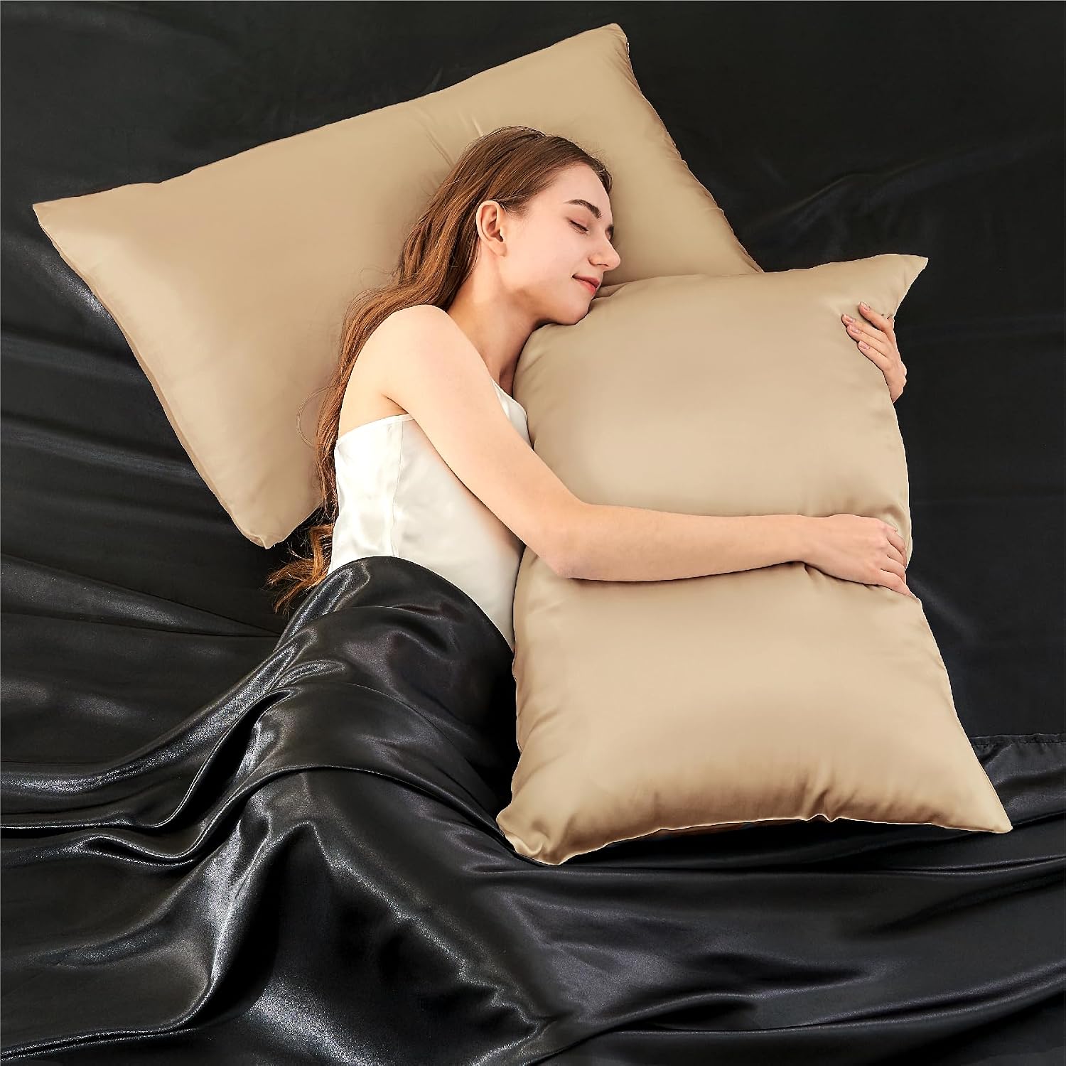 Infiixso Mulberry Silk Pillowcase for Hair and Skin, Silk Pillow Cases Queen Size with Hidden Zipper 20x30 Inches, Super Smooth and Soft Co…