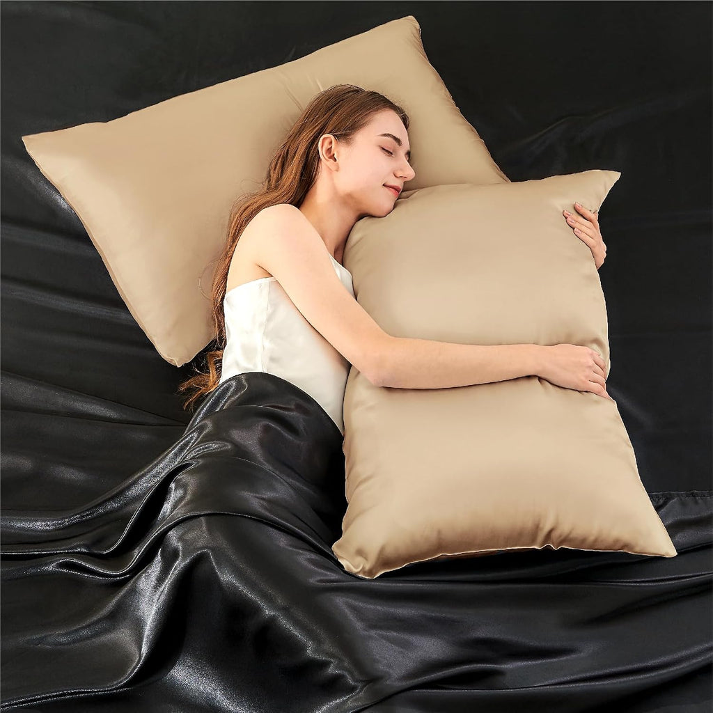 Infiixso Mulberry Silk Pillowcase for Hair and Skin, Silk Pillow Cases Standard Size with Hidden Zipper 20x26 Inches, Super Smooth and Soft…