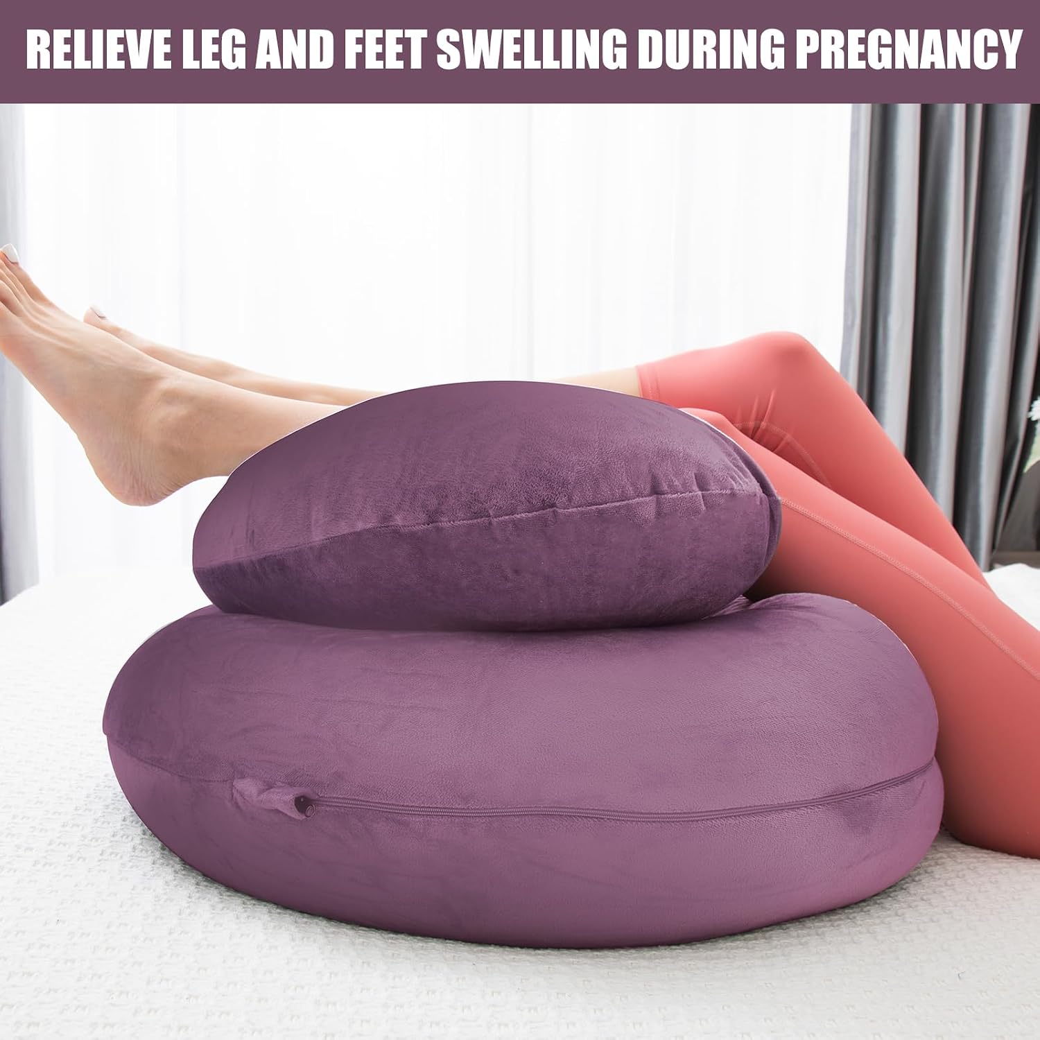 1 MIDDLE ONE Pregnancy Pillow, C Shaped Full Body Pregnant Women Sleeping Pillow for Maternity Support with Cover (Purple)