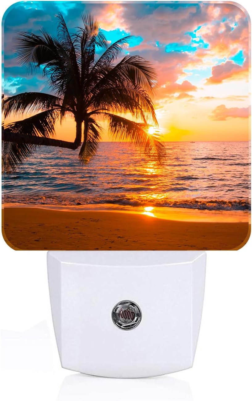 Summer Sunshine Beach Night Light, Plug Into Wall Decor for Stairway, Hallway, Kitchen, Dusk to Dawn Sensor Nightlights for…