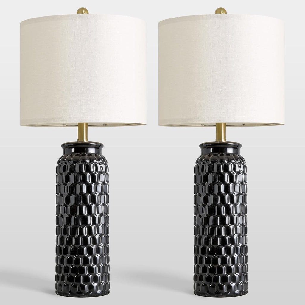 USumkky 27" Ceramic Table Lamps Set of 2 - Modern Farmhouse & Boho Style, Bedside Nightstand Lamps for Bedroom, Living Room End Table…