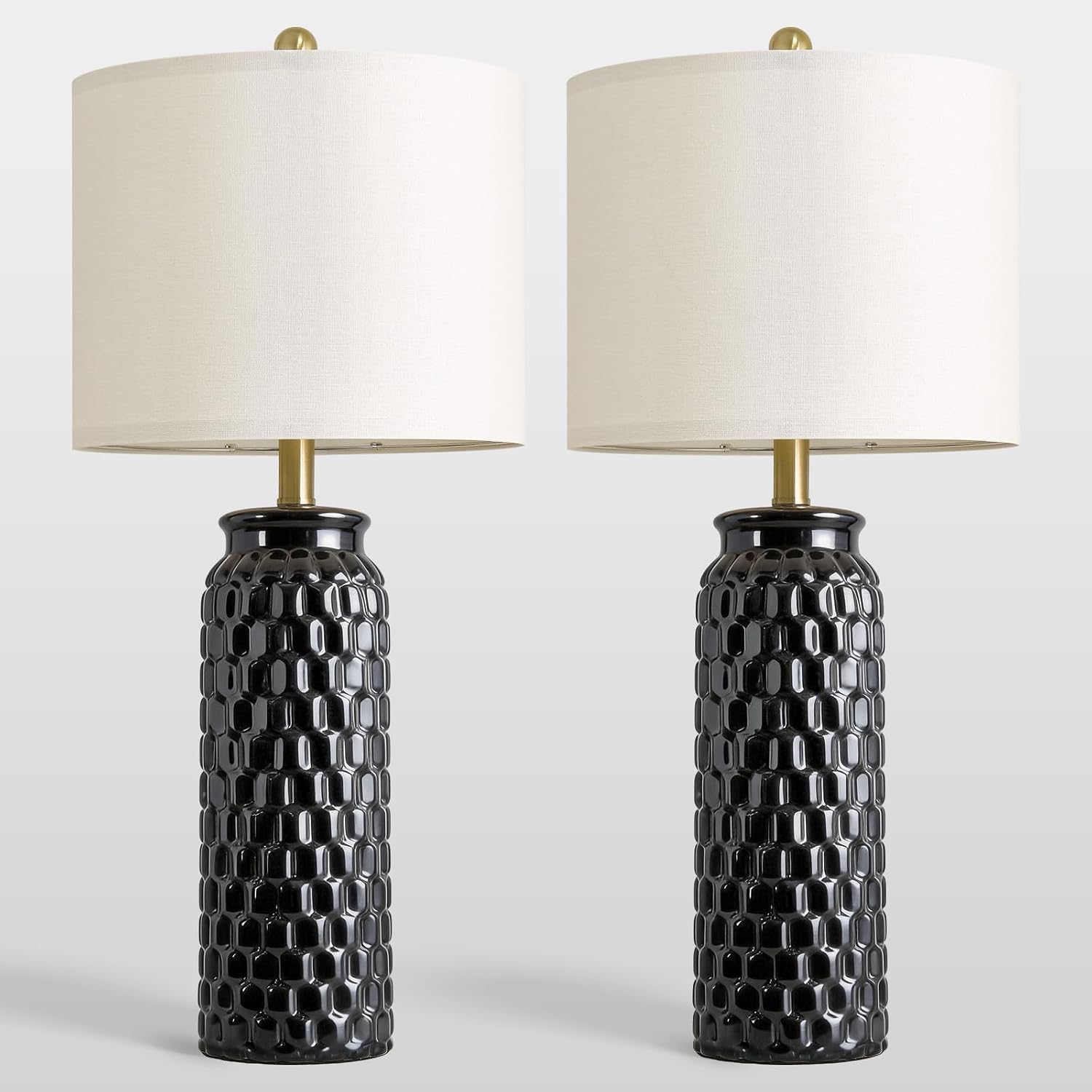 USumkky 27" Ceramic Table Lamps Set of 2 - Modern Farmhouse & Boho Style, Bedside Nightstand Lamps for Bedroom, Living Room End Table…