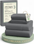 LaneLinen LANE LINEN Sustainably Produced 100% Organic Cotton Queen Size Bed Sheets, Soft & Comfy Naturally Cooling Percale Cotton Sheets,…
