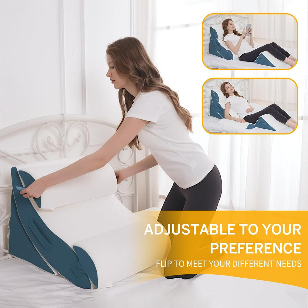 Ziixmile Wedge Pillow Set for After Surgery – 5PCS Orthopedic Bed Wedge Pillow Set for Sleeping, Body, Back and Leg Comfortable & Ad…